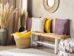 Set di 2 cuscini BILOBA Cotone 45 x 45 cm Giallo Trama floreale
