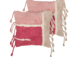 Set di 2 cuscini BISTORTA Cotone 45 x 45 cm Rosa Trama geometrica