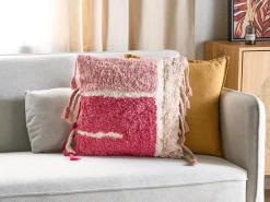 Set di 2 cuscini BISTORTA Cotone 45 x 45 cm Rosa Trama geometrica