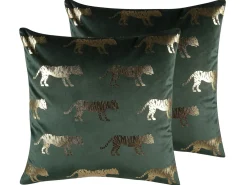 Set di 2 cuscini BLUEBELL Velluto 45 x 45 cm Verde scuro Trama animale