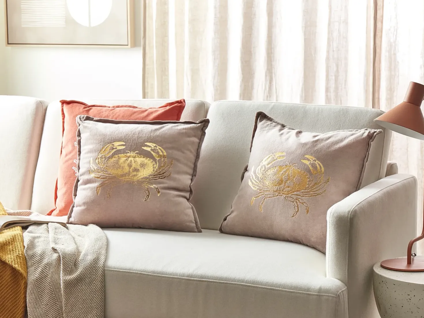 Set di 2 cuscini BOSSIELLA Cotone 45 x 45 cm Tortora Trama animale