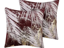 Set di 2 cuscini CALLA Velluto 45 x 45 cm Rosso Trama di piante