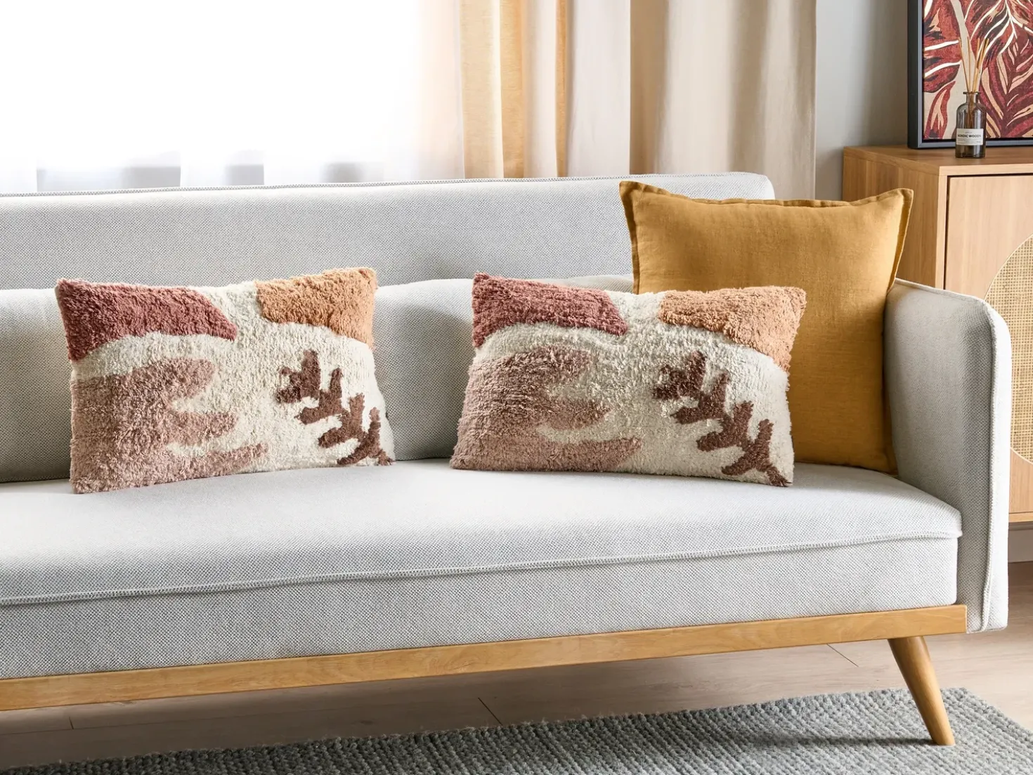 Set di 2 cuscini CAMASSIA Cotone 30 x 50 cm Beige Trama astratta