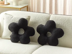 Set di 2 cuscini CAMPONULA Bouclé 40 x 40 cm Nero Tinta unita