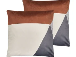 Set di 2 cuscini CAMPSIS Velluto 45 x 45 cm Multicolore Trama geometrica