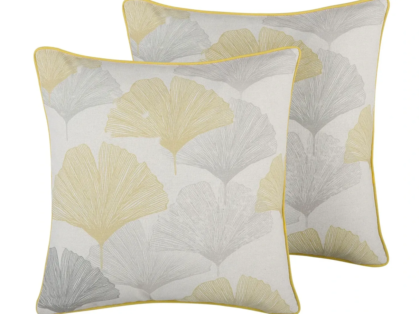 Set di 2 cuscini CANDYTUFT 45 x 45 cm Giallo Trama di piante