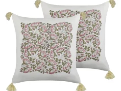 Set di 2 cuscini CARISSA Cotone 45 x 45 cm Multicolore Trama floreale