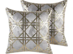 Set di 2 cuscini CASSIA 45 x 45 cm Grigio Trama geometrica