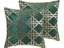Set di 2 cuscini CASSIA 45 x 45 cm Verde scuro Trama geometrica