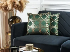 Set di 2 cuscini CASSIA 45 x 45 cm Verde scuro Trama geometrica