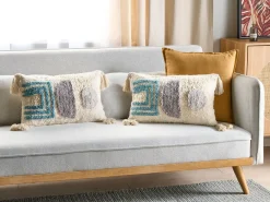 Set di 2 cuscini CASSIOPE Cotone 30 x 50 cm Bianco Trama geometrica