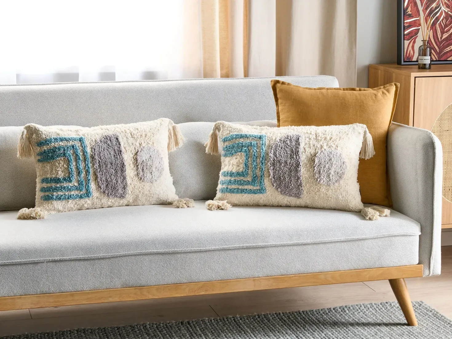 Set di 2 cuscini CASSIOPE Cotone 30 x 50 cm Bianco Trama geometrica
