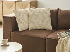 Set di 2 cuscini CATALPA Cotone 45 x 45 cm Bianco Trama geometrica