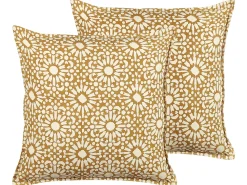 Set di 2 cuscini CEIBA Cotone 45 x 45 cm Beige Trama geometrica
