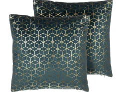 Set di 2 cuscini CELOSIA Velluto 45 x 45 cm Foglia di tè Trama geometrica