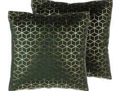 Set di 2 cuscini CELOSIA Velluto 45 x 45 cm Verde scuro Trama geometrica