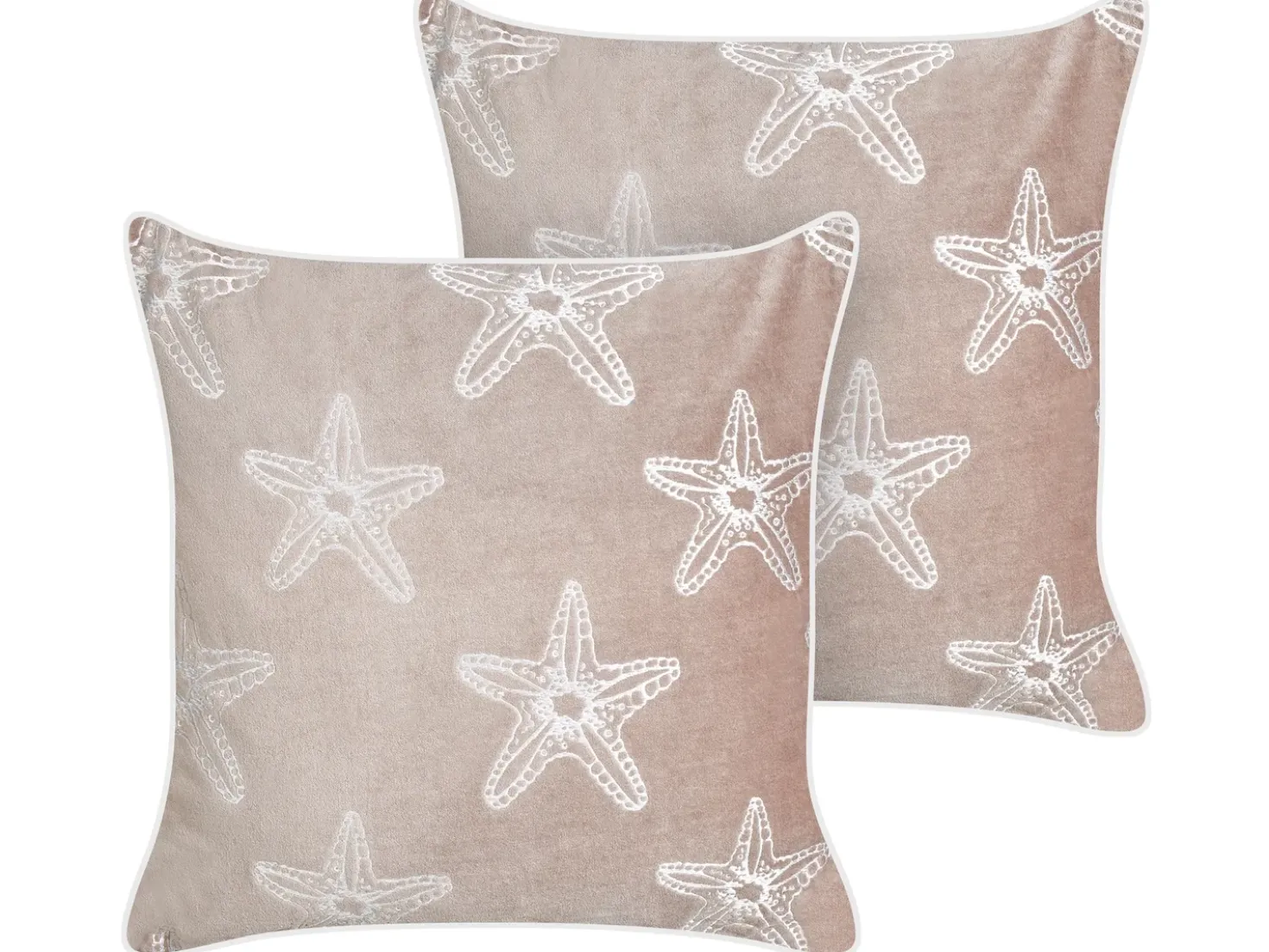 Set di 2 cuscini CERAMIUM Velluto 45 x 45 cm Rosa pastello Trama floreale