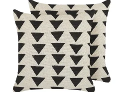 Set di 2 cuscini CERCIS Cotone 45 x 45 cm Beige Trama geometrica