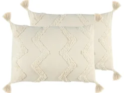 Set di 2 cuscini CERINTHE Cotone 40 x 60 cm Beige chiaro Trama Chevron