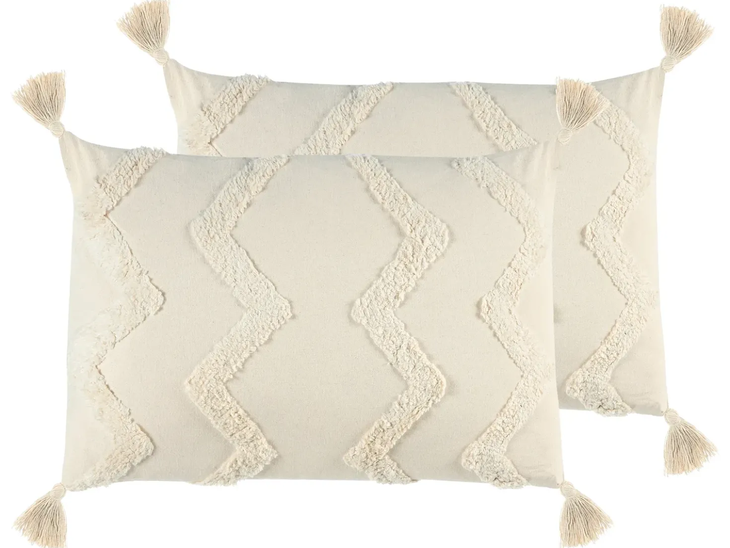 Set di 2 cuscini CERINTHE Cotone 40 x 60 cm Beige chiaro Trama Chevron