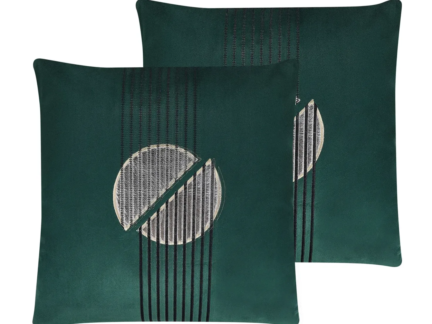 Set di 2 cuscini CEROPEGIA Velluto 45 x 45 cm Verde smeraldo Trama geometrica
