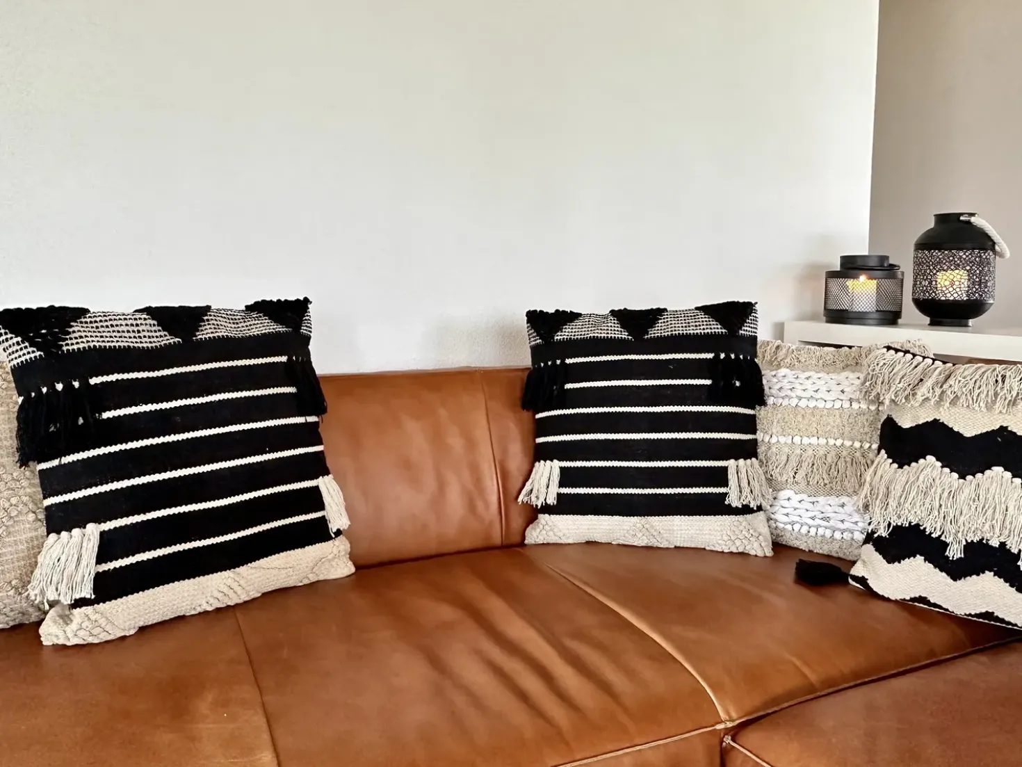 Set di 2 cuscini CHITTOOR Cotone 50 x 50 cm Nero Trama geometrica