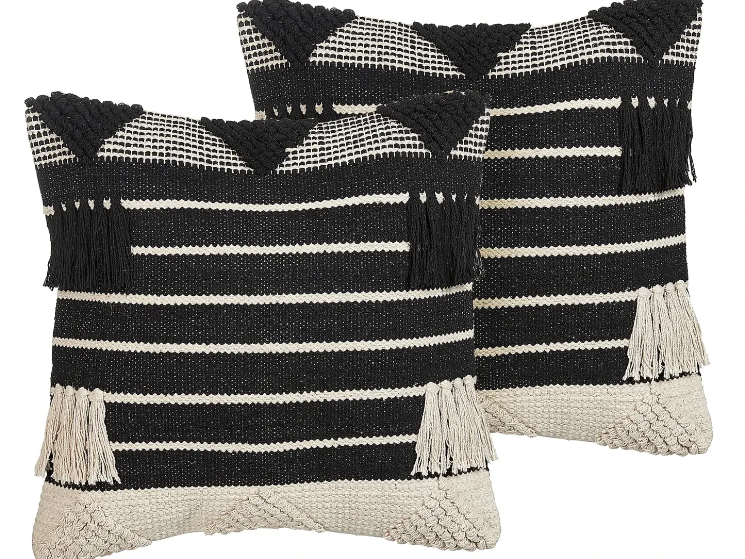 Set di 2 cuscini CHITTOOR Cotone 50 x 50 cm Nero Trama geometrica