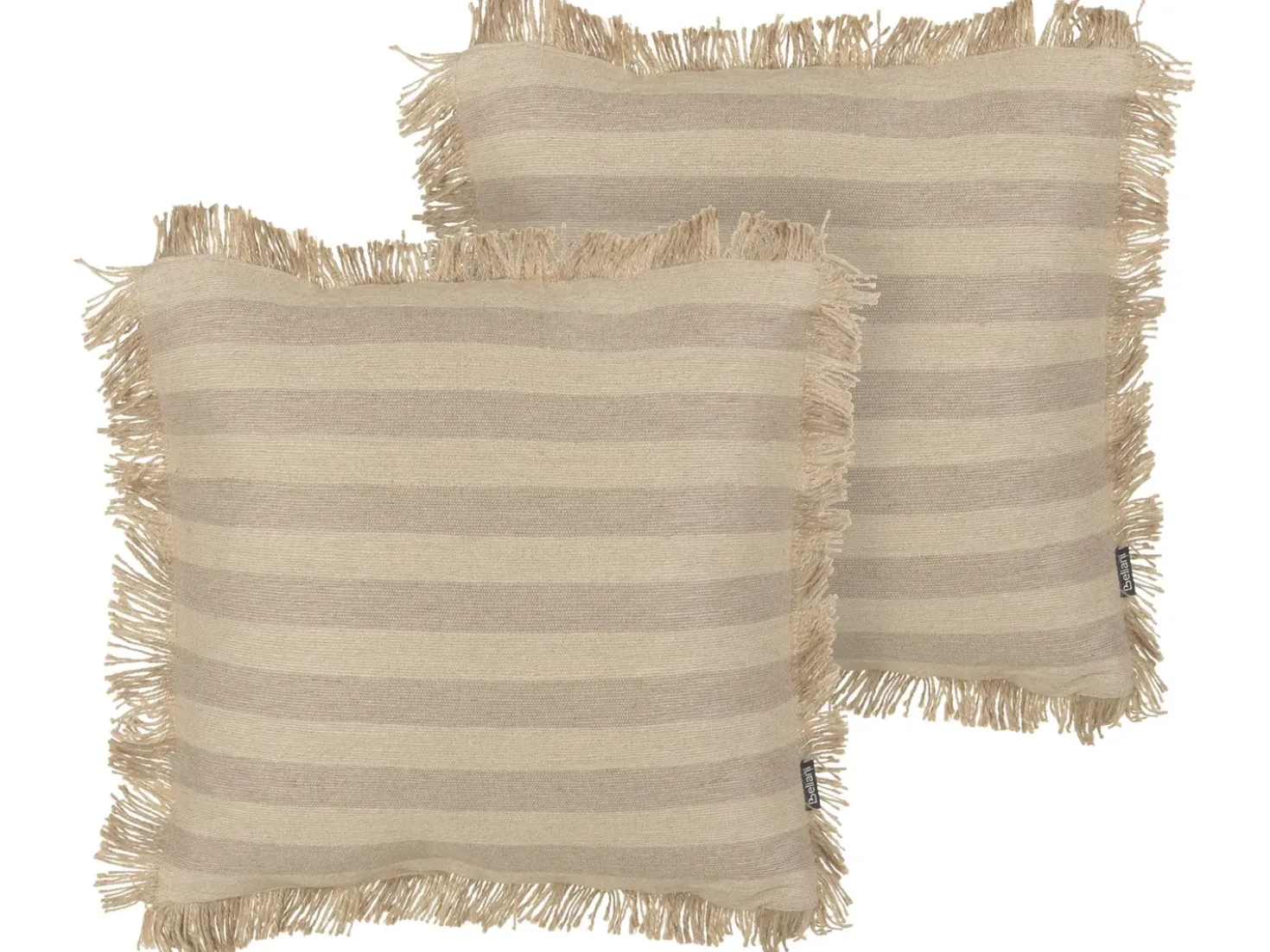 Set di 2 cuscini CIRSIUM Iuta 45 x 45 cm Beige A strisce