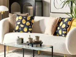 Set di 2 cuscini CITRUS 45 x 45 cm Nero Trama di piante