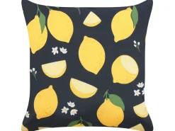 Set di 2 cuscini CITRUS 45 x 45 cm Nero Trama di piante