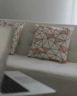 Set di 2 cuscini CLARKIA Cotone 45 x 45 cm Rosa Trama geometrica
