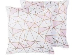 Set di 2 cuscini CLARKIA Cotone 45 x 45 cm Rosa Trama geometrica
