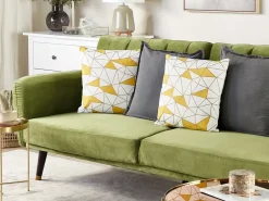 Set di 2 cuscini CLARKIA Cotone 45 x 45 cm Giallo Trama geometrica