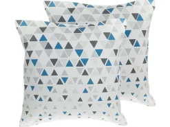 Set di 2 cuscini CLEOME 45 x 45 cm Bianco Grigio Blu Trama geometrica