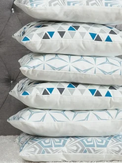 Set di 2 cuscini CLEOME 45 x 45 cm Bianco Grigio Blu Trama geometrica