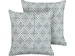 Set di 2 cuscini CORDATA Cotone 45 x 45 cm Blu Trama orientale