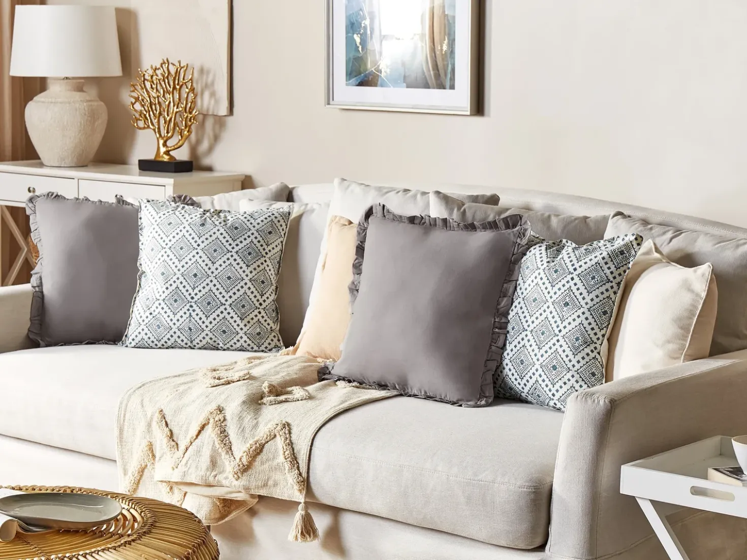 Set di 2 cuscini CORDATA Cotone 45 x 45 cm Blu Trama orientale