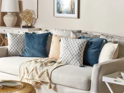 Set di 2 cuscini CORNUS Cotone 45 x 45 cm Blu Trama floreale