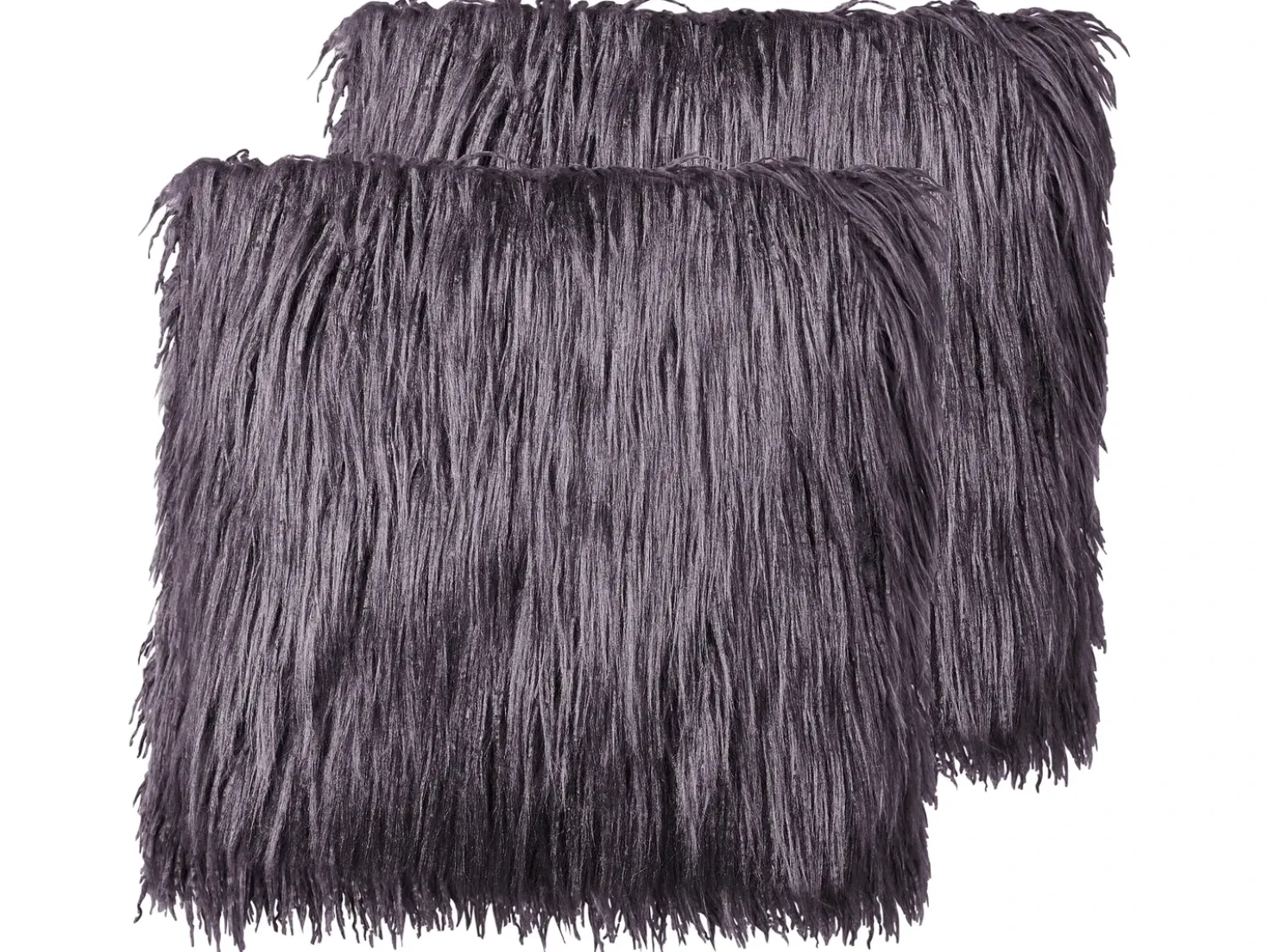 Set di 2 cuscini COROKIA Finta pelliccia 45 x 45 cm Grigio scuro Tinta unita
