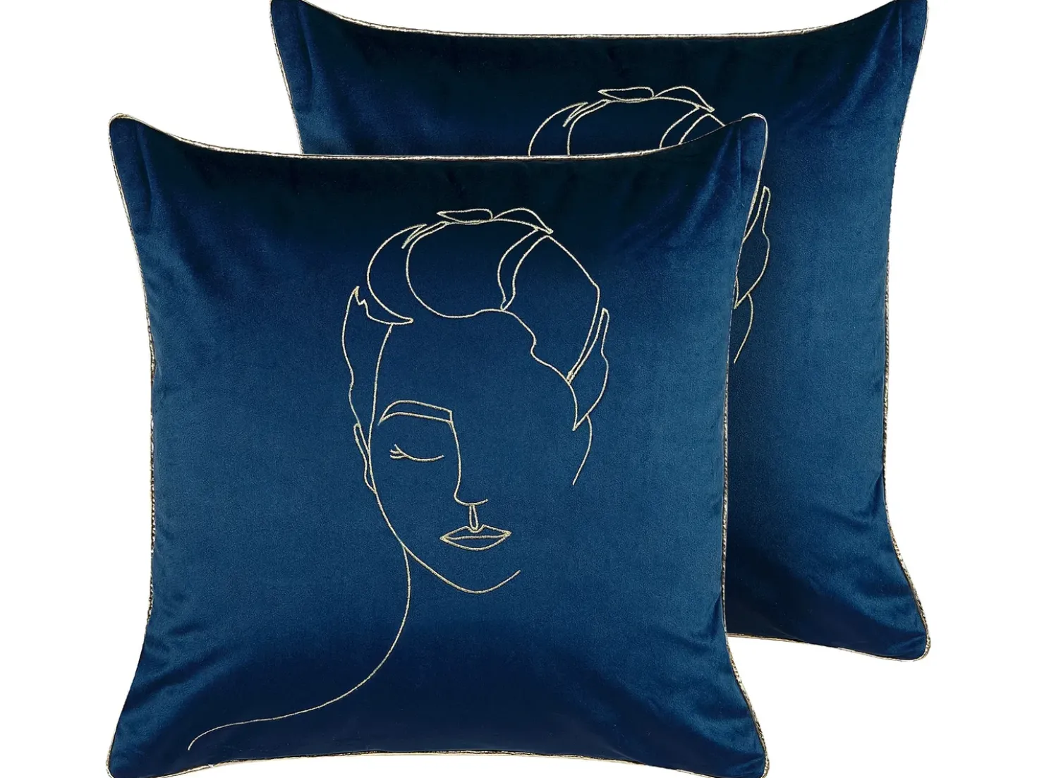 Set di 2 cuscini CROCUS Velluto 45 x 45 cm Blu scuro Trama astratta