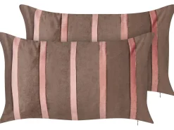 Set di 2 cuscini CRODYLINE Velluto 35 x 60 cm Marrone A strisce