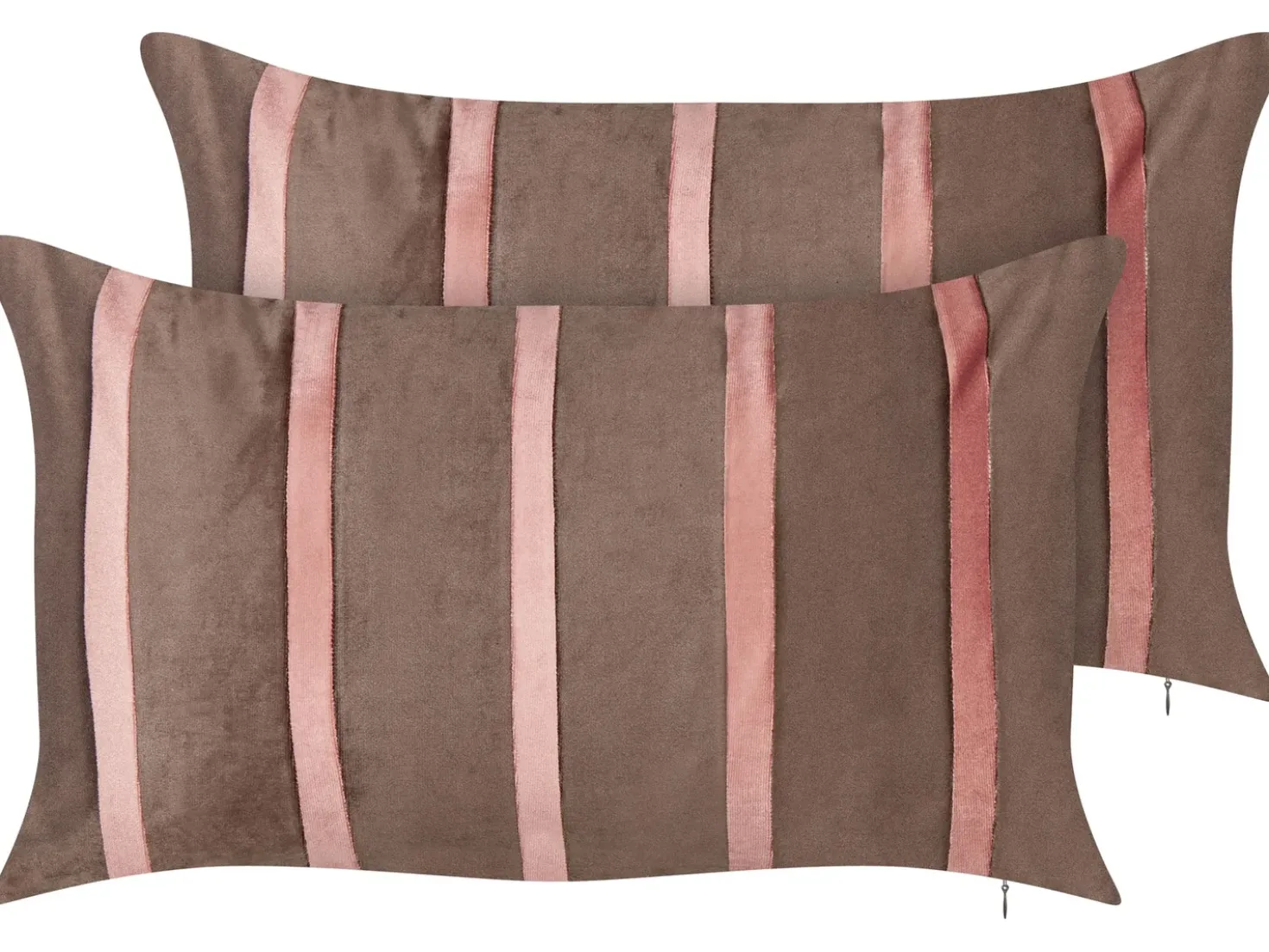 Set di 2 cuscini CRODYLINE Velluto 35 x 60 cm Marrone A strisce