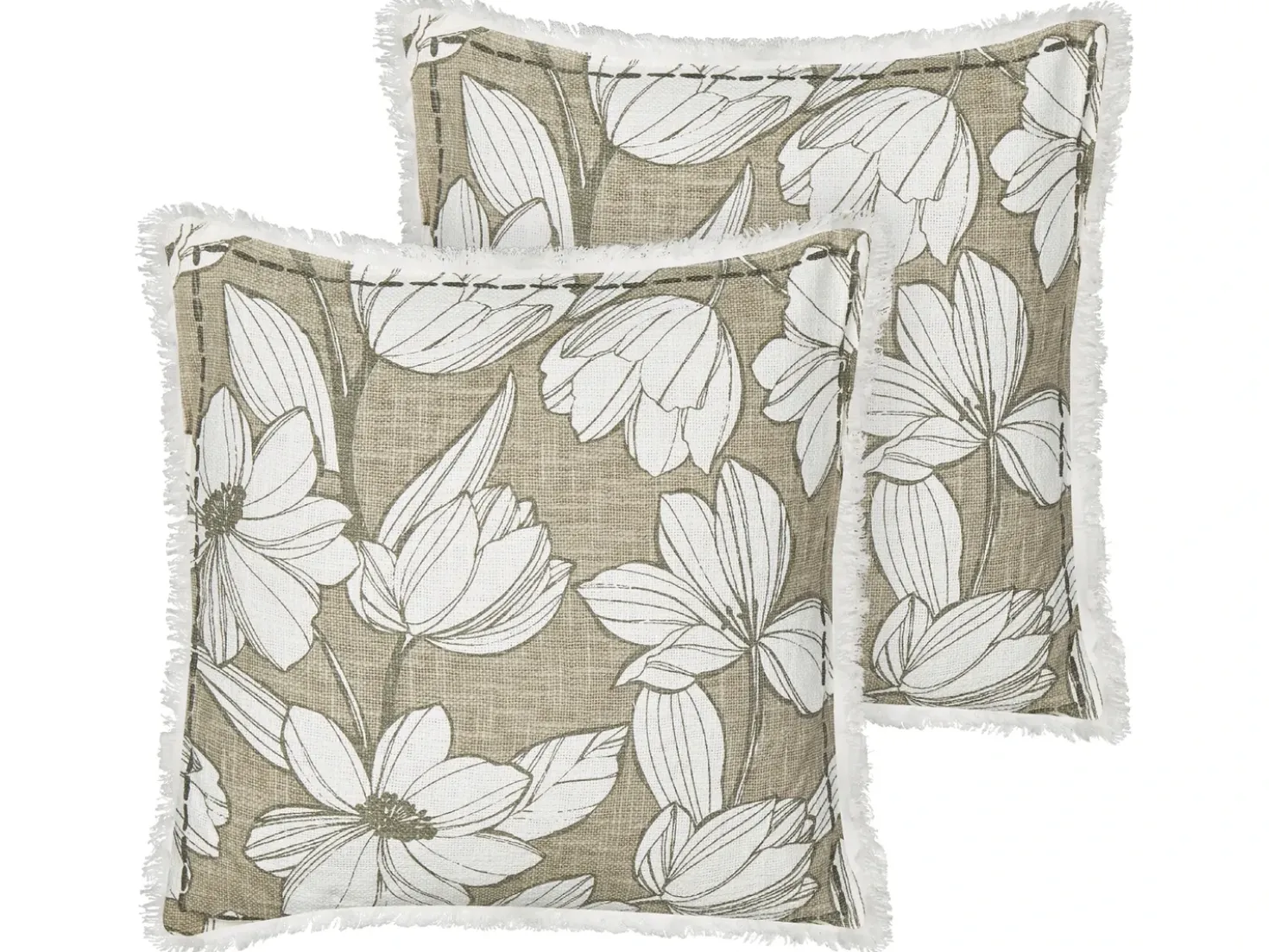 Set di 2 cuscini CYANOTIS Cotone 45 x 45 cm Verde Trama floreale