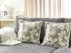 Set di 2 cuscini CYANOTIS Cotone 45 x 45 cm Verde Trama floreale