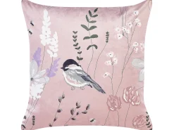Set di 2 cuscini CYCLAMEN Velluto 45 x 45 cm Rosa pastello Trama floreale
