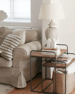 Set di 2 cuscini CYNARA Cotone 43 x 43 cm Beige A strisce