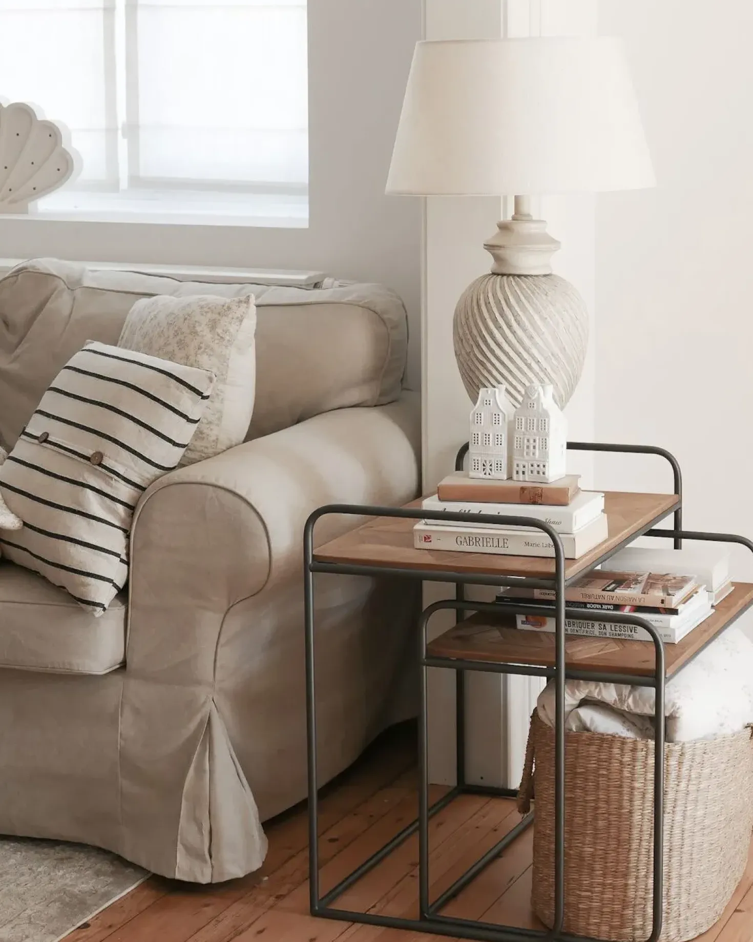 Set di 2 cuscini CYNARA Cotone 43 x 43 cm Beige A strisce