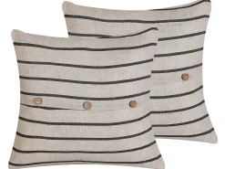 Set di 2 cuscini CYNARA Cotone 43 x 43 cm Beige A strisce
