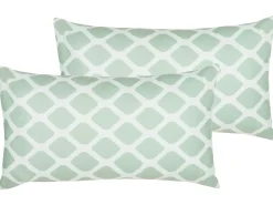 Set di 2 cuscini da esterno KALAMOS Trama geometrica 40 x 70 cm Verde menta