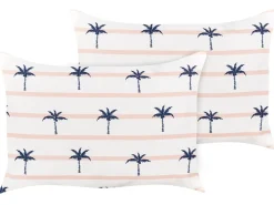 Set di 2 cuscini da esterno MOLTEDO A strisce 40 x 60 cm Bianco